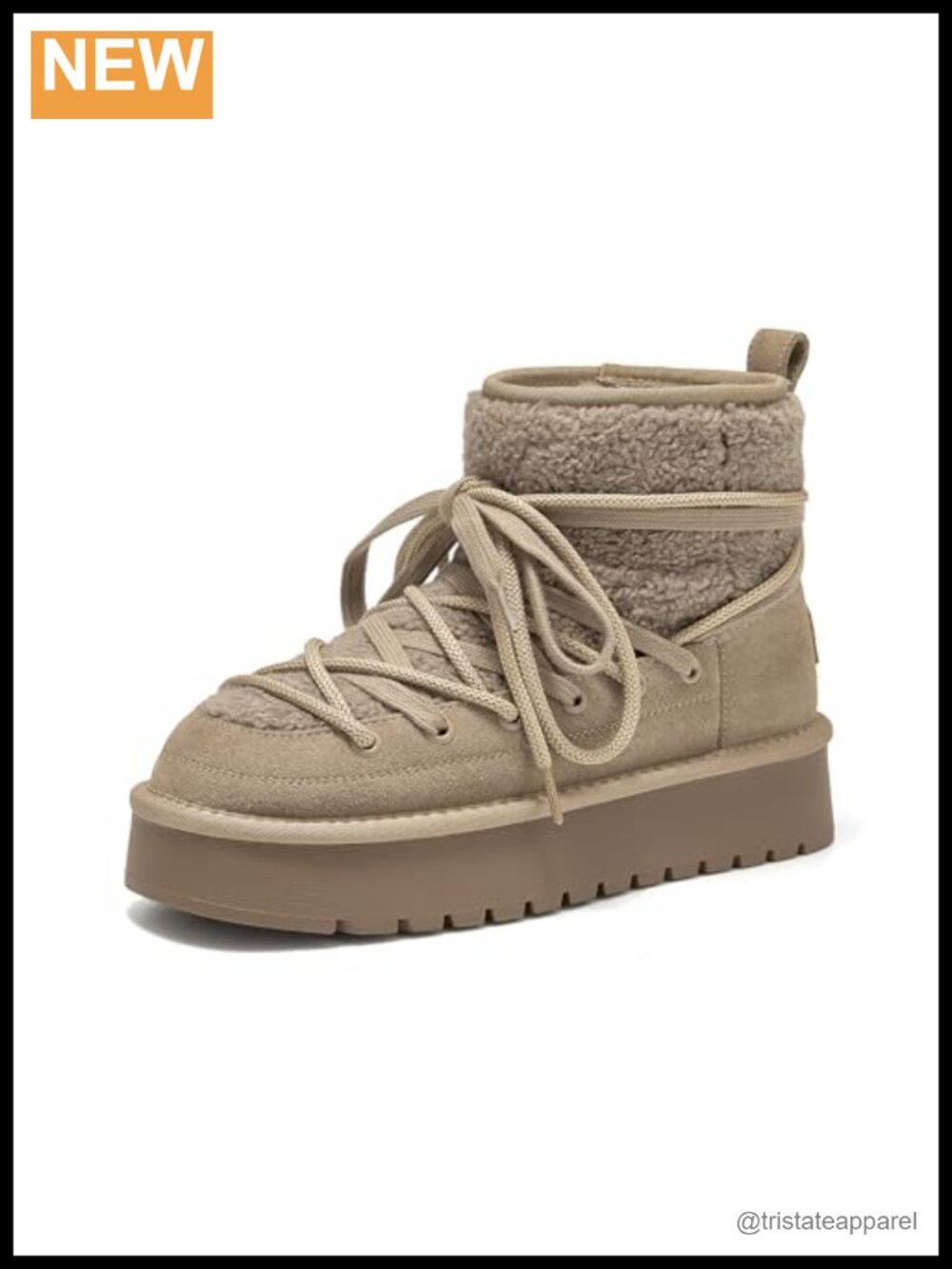 Women's Winter Ankle Snow Boots Faux Fur Lined Lace-Up Platform